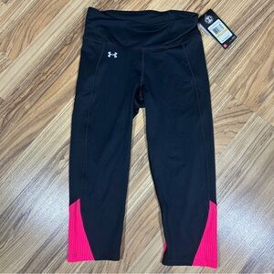 UNDER ARMOUR Heat Gear Compression Running Capris Black Pink Mesh Size SM/P